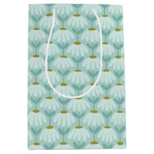 Blue & Green Climbing Daisies Floral Pattern Medium Gift Bag