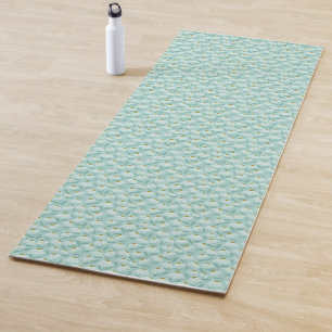Blue & Green Climbing Daisies Floral Pattern Yoga Mat