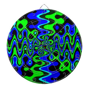 Blue & Green Colorful Psychedelic Dart Board