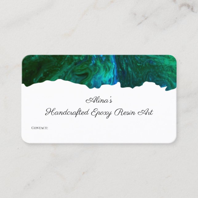 Blue & Green Colourful Watercolor Art Business Card (Front)