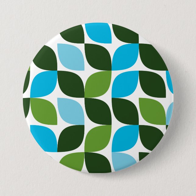 Blue, green, cool, trendy, modern nature abstract 3 inch round button (Front)