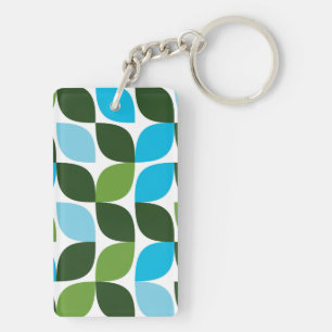 Blue, green, cool, trendy, modern nature abstract keychain