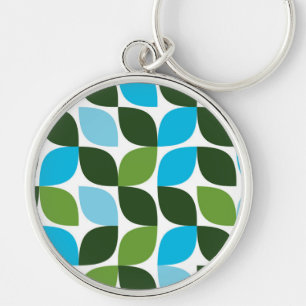 Blue, green, cool, trendy, modern nature abstract keychain