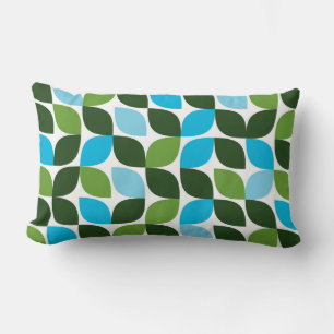 Blue, green, cool, trendy, modern nature abstract lumbar pillow