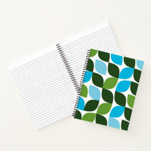 Blue, green, cool, trendy, modern nature abstract notebook