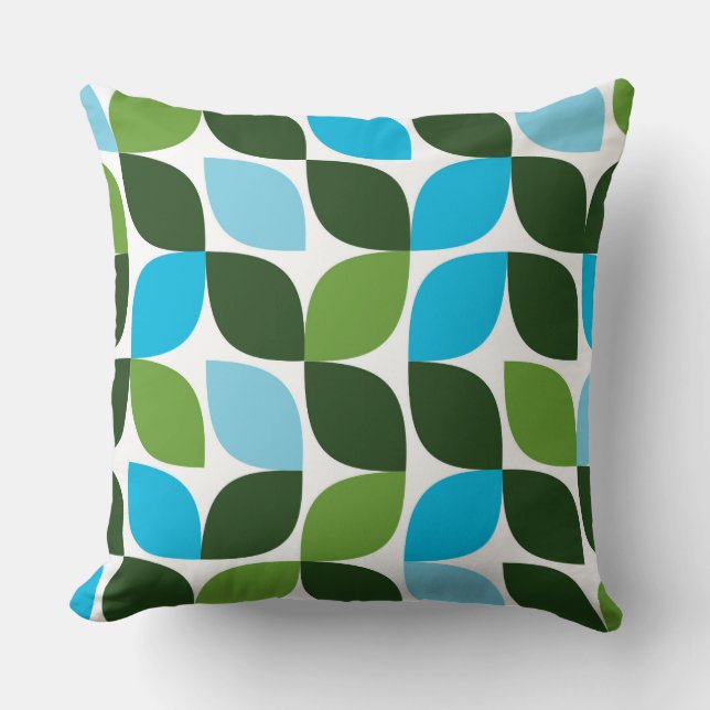 Blue, green, cool, trendy, modern nature abstract throw pillow (Front)