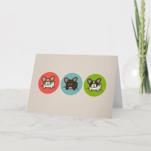 Blue, Green & Coral Frenchie Card