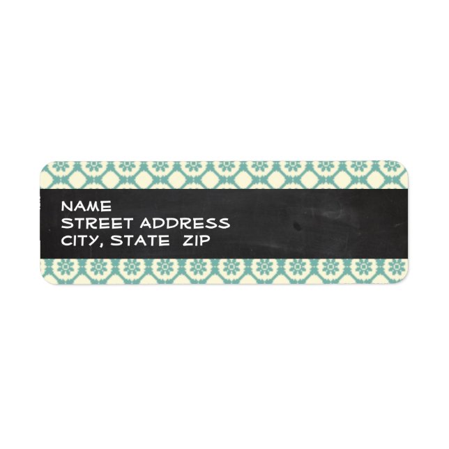 Blue-Green & Cream Floral; Vintage Chalkboard (Front)
