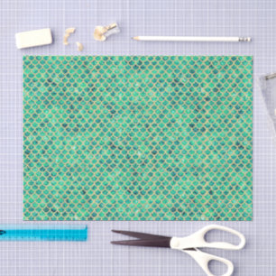 Blue Green Crushed Glass Mermaid Scales Decoupage Tissue Paper