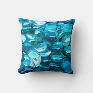 Blue green crystal glass bright throw pillow