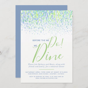 Blue green dab art rehearsal dinner before we do invitation