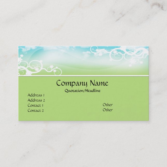 Blue/Green Designed Topper Business Cards (Front)