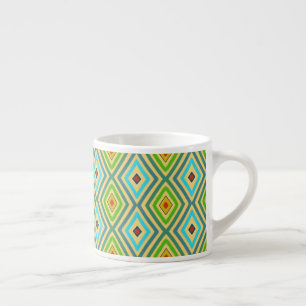 Blue Green Diamond Geometrical Pattern Espresso Cup