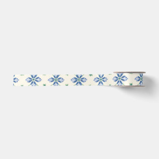 Blue Green Diamond Lattice Garden Satin Ribbon