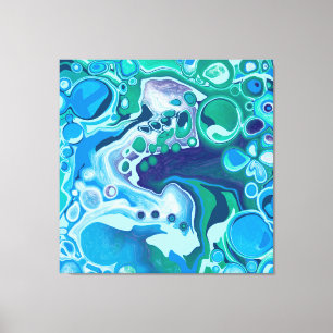 Blue Green Digital Marble Fluid Art      Canvas Print