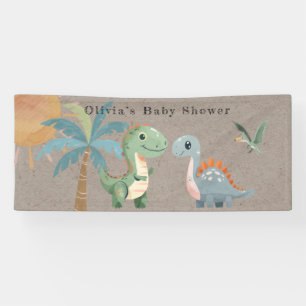 Blue Green Dinosaur Boy Baby Shower  Banner