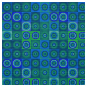 Blue Green Dots and Squares Fabric