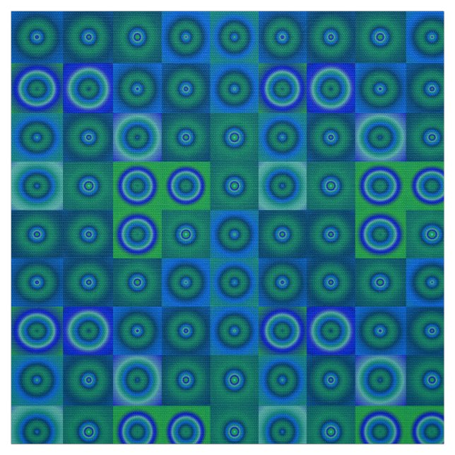 Blue Green Dots and Squares Fabric (Swatch)