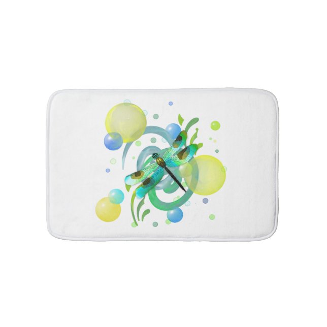 Blue Green Dragonfly Bath Mat (Front)