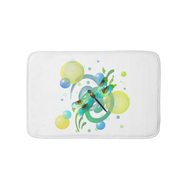 Blue Green Dragonfly Bath Mat (Front)