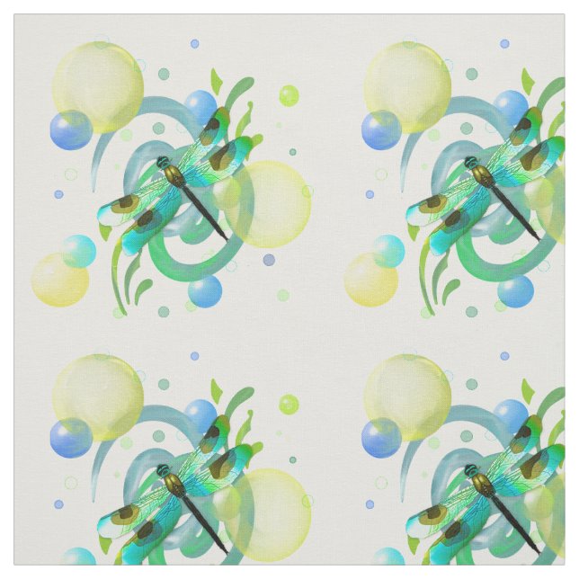 Blue Green Dragonfly Fabric (Swatch)