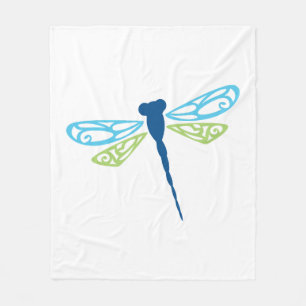Blue & Green Dragonfly Fleece Blanket