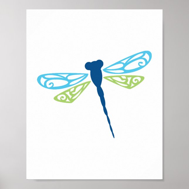 Blue & Green Dragonfly Poster (Front)