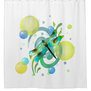 Blue Green Dragonfly Shower Curtain