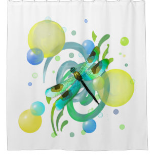 Blue Green Dragonfly Shower Curtain