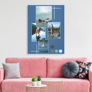 Blue Green Drown Photo Collage Script Canvas Print