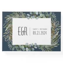 Blue Green Eucalyptus Frame Black on White