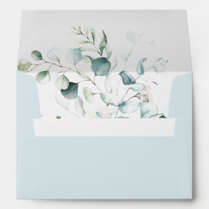 Blue Green Eucalyptus Wedding Invitation  Envelope