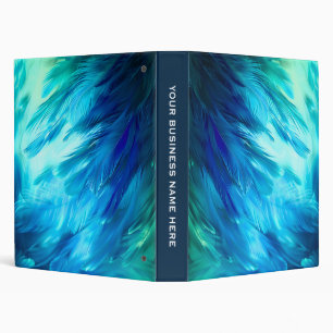 Blue Green Feather Abstract Binder