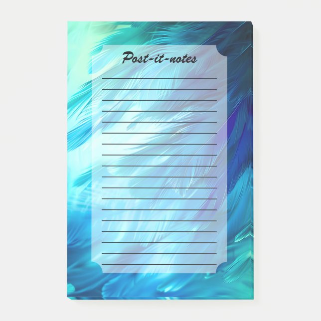 Blue Green Feather Abstract Post-it Notes (Front)