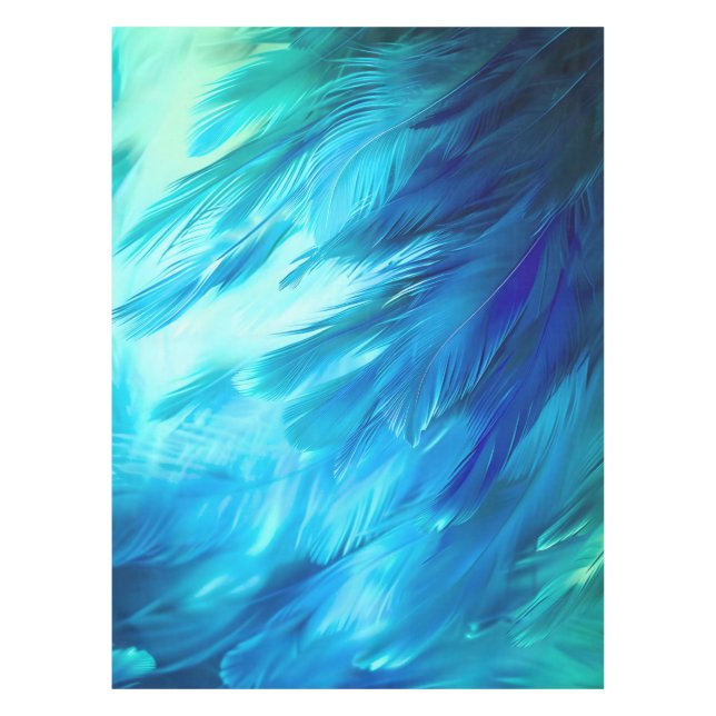 Blue Green Feather Abstract Tablecloth (Front)