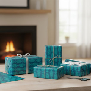 Blue Green Fishing Wrapping Paper 