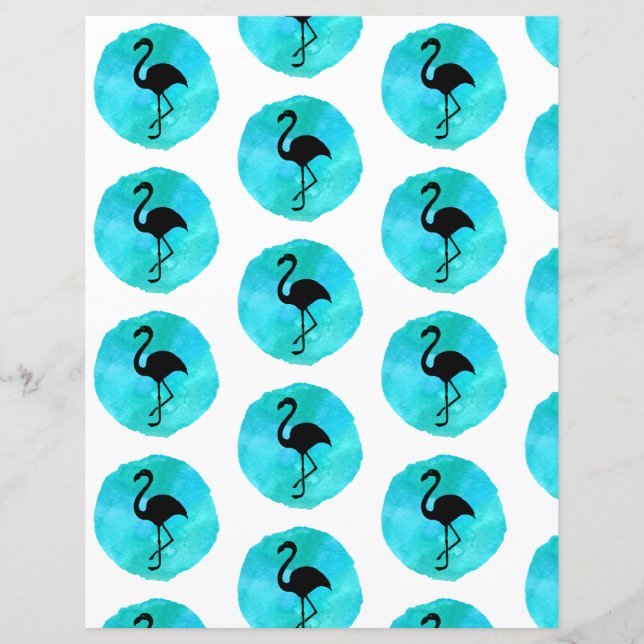 Blue Green Flamingo Pattern Scrapbook Paper (Front)