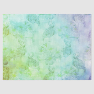Blue Green Flamingos and Hibiscus Tissue Paper