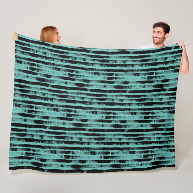 blue green fleece blanket (In Situ)