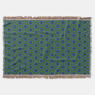 Blue Green Floral Mandala Throw Blanket