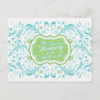 Blue Green Floral Memory Card for the Bride