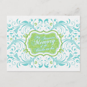 Blue Green Floral Memory Card for the Bride