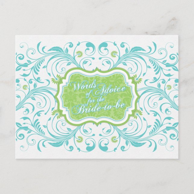 Blue Green Floral Mots de conseil pour la mariée (Devant)