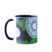 Blue green floral mug
