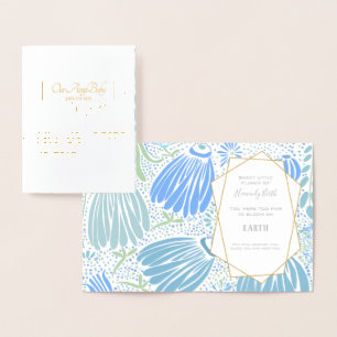 Blue Green Floral Sympathy Death of Child Foil Card