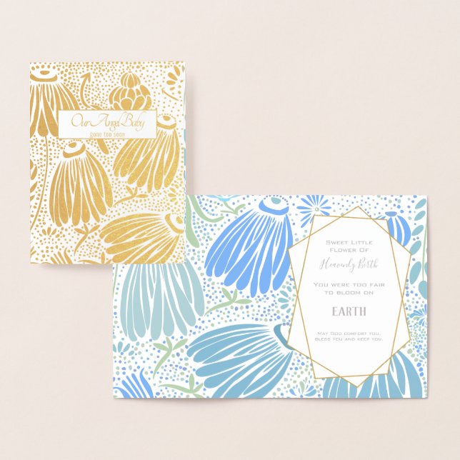Blue Green Floral Sympathy Death of Child Foil Card (Display)