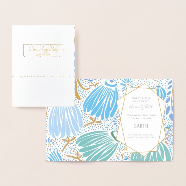 Blue Green Floral Sympathy Death of Child Foil Card (Display)