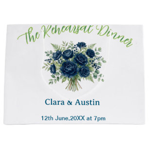 blue green floral the rehearsal dinner editable na large gift bag