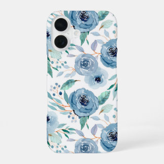 Blue Green Floral Watercolor iPhone 16 Case