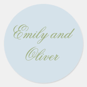 Blue Green Floral Watercolor Wedding Classic Round Sticker
